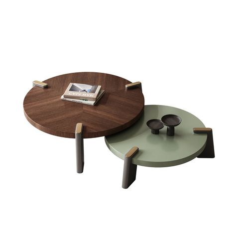 Latitude Run® Virginia 2 Piece Round Modern Wood Nesting Coffee Table ... regarding Pemberly Row 2-Piece Modern Wood Nesting Coffee Table - Dark Walnut / Gold